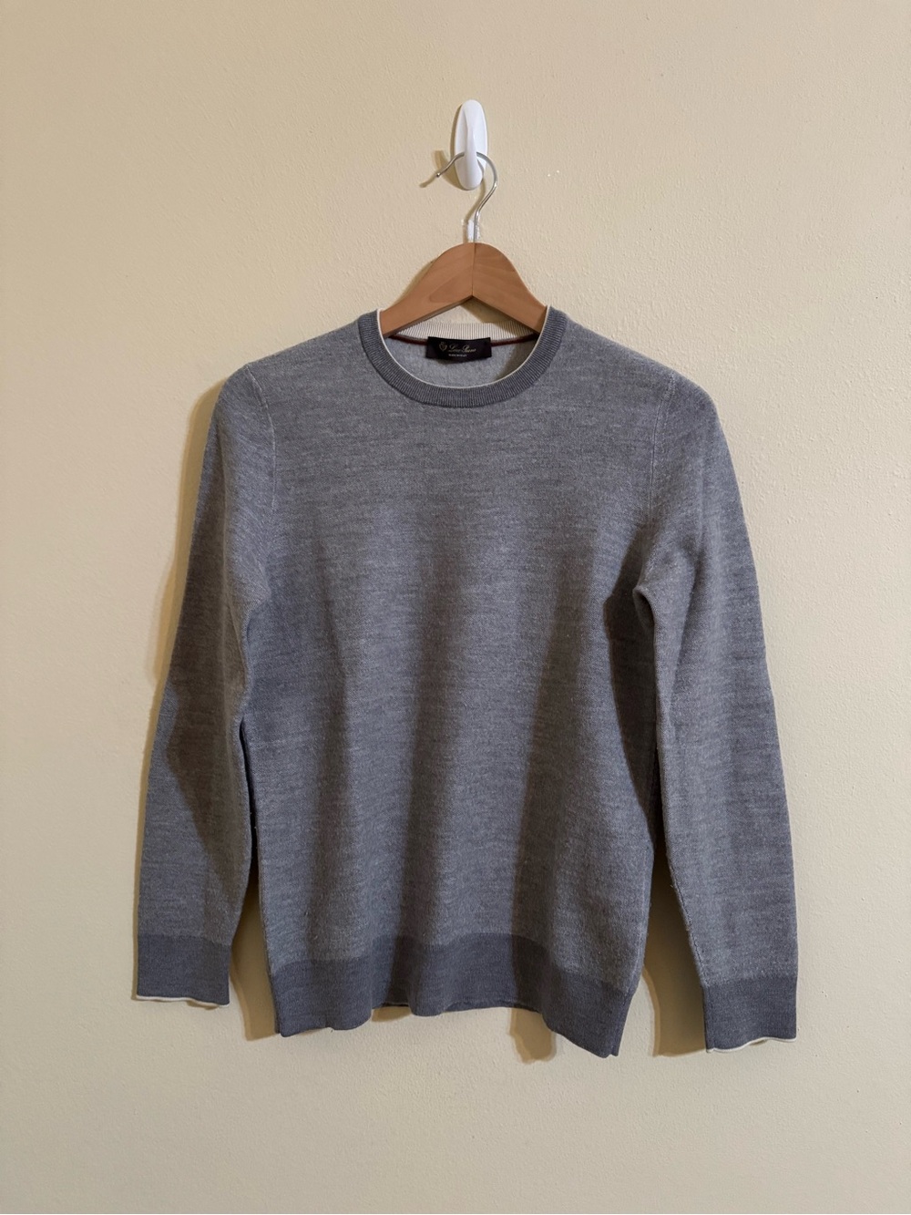 Loro Piana Raglan Sweater Knit Crewneck Wool Cashmere Grey 50